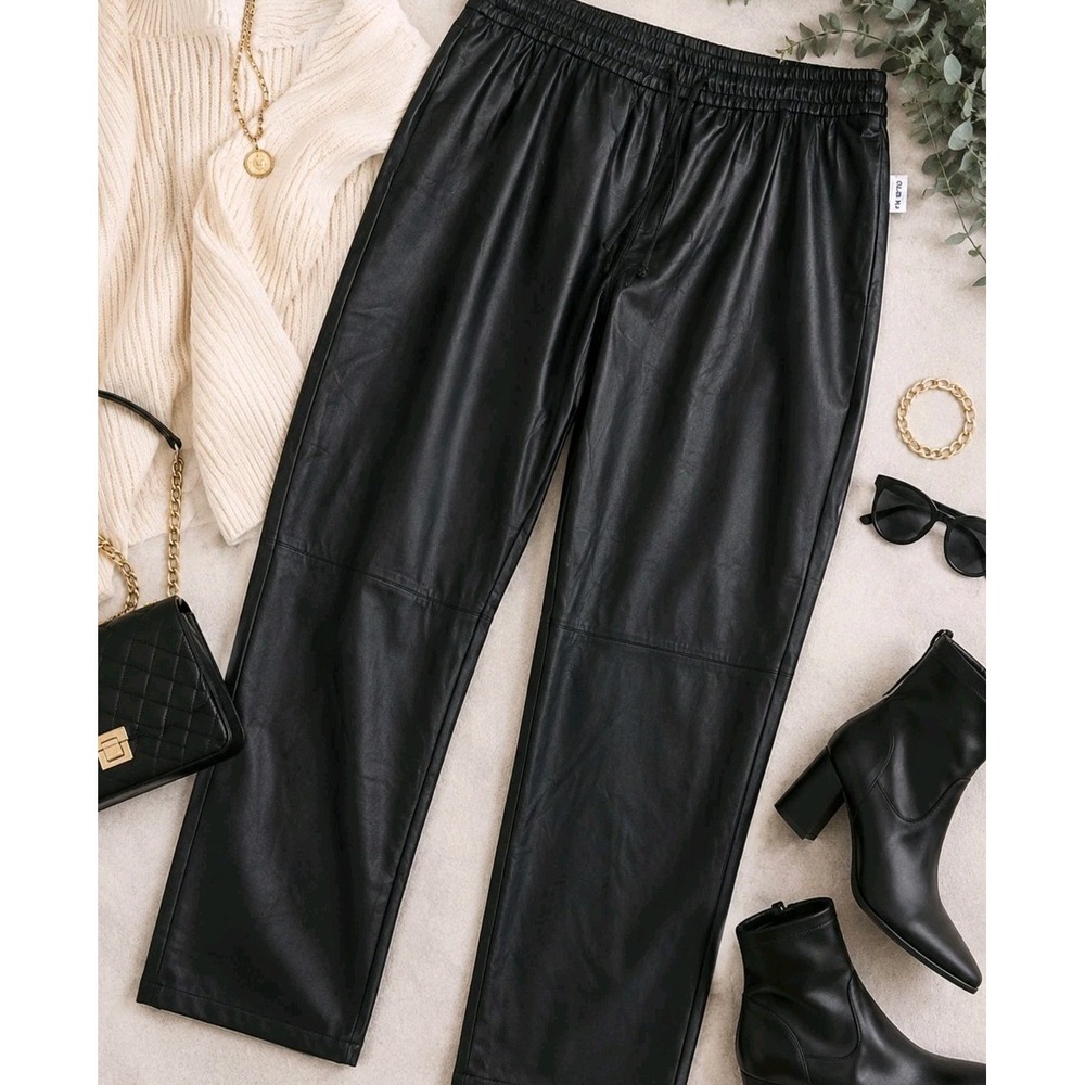 Old Navy Billie Faux Leather Pants 2X Plus High Rise Straight Leg Pull On NWT